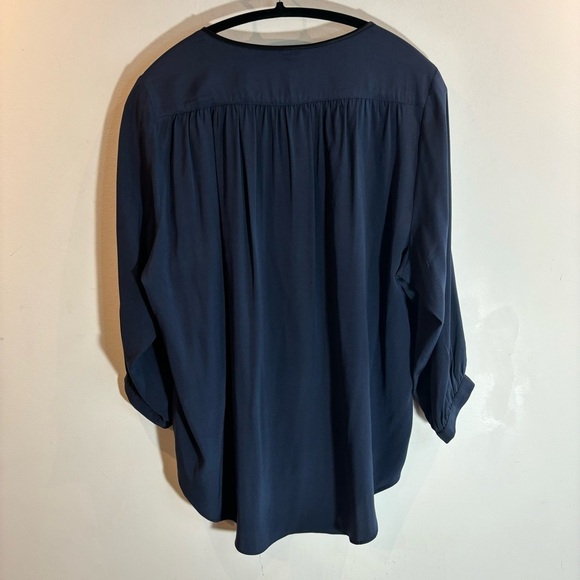 RAG & BONE Sz 2 (vanity)  Silk Flowy Made in the USA Hi Low 3/4 Sleeves Blouse - Picture 7 of 8